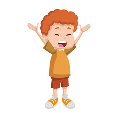 Cute school boy cartoon vector illustration graphic design