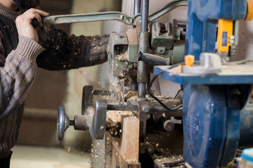 Carpenter working in workshop
