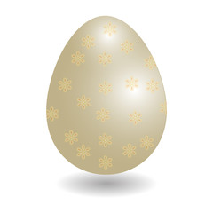 White Easter egg decorated flowers for holiday greeting isolated on white background. Paschal decoration. Vector illustration.