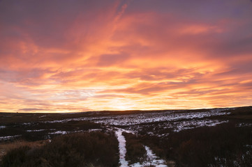 Fiery Skies / Sunset over High Crag in Nidderdale, North Yorkshire,England. December 2017