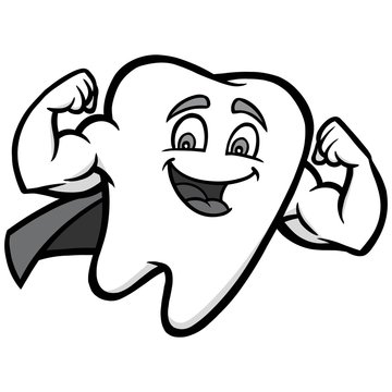Super Tooth Illustration - A vector cartoon illustration of a Superhero Tooth.