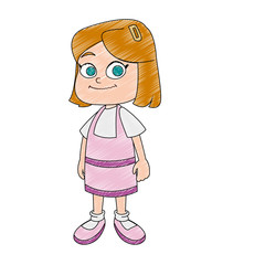 Beautiful school girl cartoon vector illustration graphic design