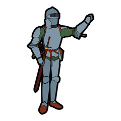 Obraz premium Medieval warrior cartoon vector illustration graphic design