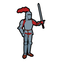 Medieval warrior cartoon vector illustration graphic design