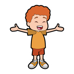 Cute school boy cartoon vector illustration graphic design
