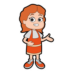 Beautiful school girl cartoon vector illustration graphic design