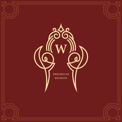 Monogram design elements, graceful template. Calligraphic elegant line art logo design. Capital Letter emblem sign W for Royalty, business card, Boutique, Hotel, Heraldic, Jewelry. Vector illustration