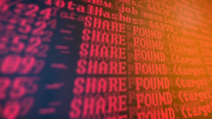 Mining Cryptocurrency process program on display PC. Using Software. Share Found. - Powered by Adobe