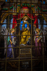Obraz premium Painted glass in the interiors of Saint Nicholas Church, Ghent, Belgium