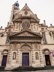 Fototapeta na wymiar St. Stephen's Church of the Mount (in French: église Saint-Étienne-du-Mont) is a place of Catholic worship in Paris located in the Latin quarter.