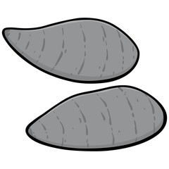 Sweet Potatoes Illustration - A vector cartoon illustration of a couple of Sweet Potatoes.