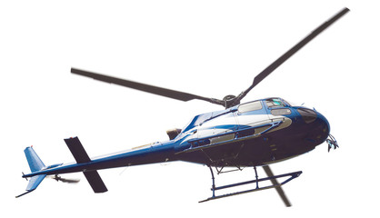 hélicoptère bleu dans les airs
