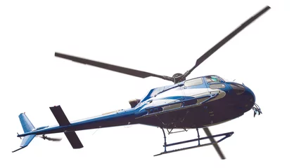 Fototapeten blauer Hubschrauber in der Luft © Ioan Panaite