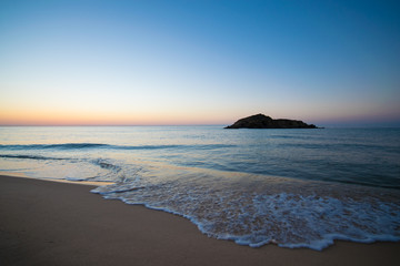 Su Giudeu island at sunrise, Chia, Sardinia.