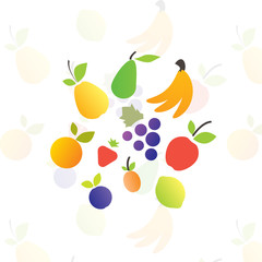 Vector bright fruits.