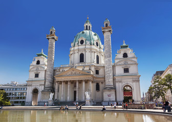 Fototapeta na wymiar Church of St. Charles Borromei, Karlskirche. Vienna, Austria