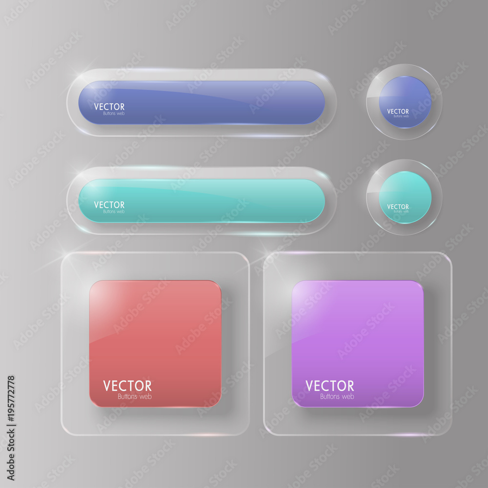Wall mural set buttons web glass colorful v3