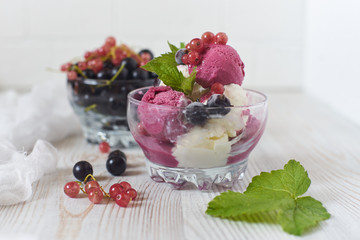 Ice cream with berries.
