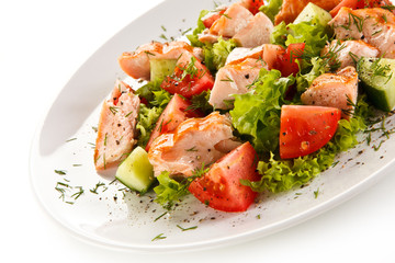 Fish salad - grilled salmon and vegetables