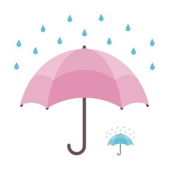Umbrella and rain isolated on white background and bonus icon