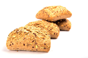 Fresh bread isolated on white background. Homemade bread.