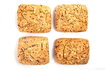 Fresh bread isolated on white background. Homemade bread.