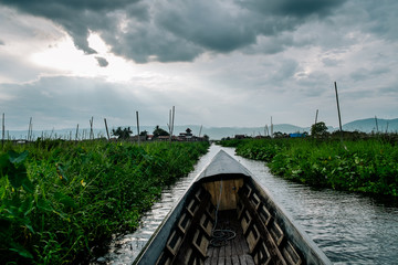 Boat on Inle lake shan state Myanmar