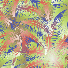 Fototapeta na wymiar Tropical palm leaves vector floral pattern background