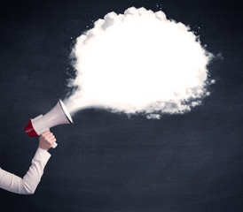Megaphone with plain message cloud