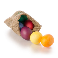 Easter color eggs in bag