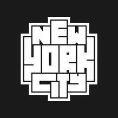 New York City Typography poster. Concept for print production. T-shirt fashion Design.