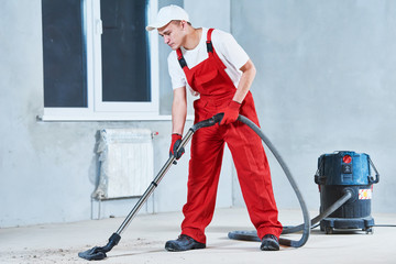 cleaning service. dust removal with vacuum cleaner