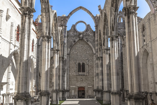 Ruins of the Convento do Carmo in Lisboa (Portugal) destroyed because of the earthquake of 1755