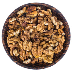 Pieces of ripe walnut