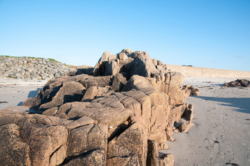 Fototapeta na wymiar Granite rocks on Guernsey coastline