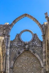 Ruins of the Convento do Carmo in Lisboa (Portugal) destroyed because of the earthquake of 1755