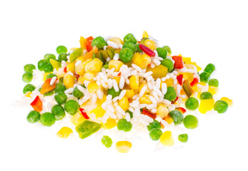 Frozen mix vegetables and rice