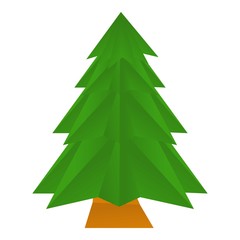 Origami spruce icon, cartoon style