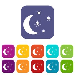 Moon and stars icons set