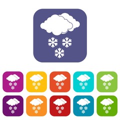Cloud and snowflakes icons set