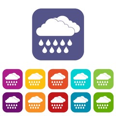 Cloud and rain icons set