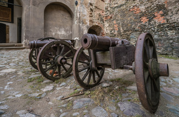 Old brass cannons in the Bolkow castle