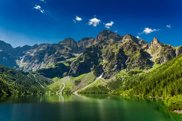 No drill light filtering roller blinds Bestsellers Mountains Famous big pond in the Tatra mountains at sunrise, Poland