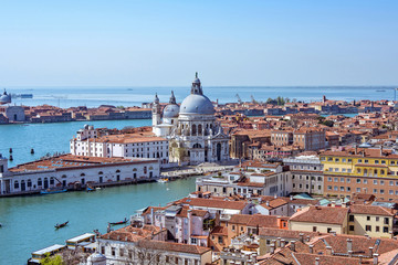 Panoramic aerial cityscape view to Venice in Italy