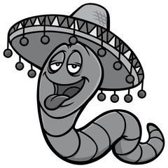 Tequila Worm Illustration - A vector cartoon illustration of a Tequila Worm mascot.