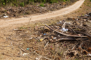 Pollution in Africa. Trah in one village in Kenya, Africa