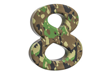 Camouflage army number 8, 3D rendering