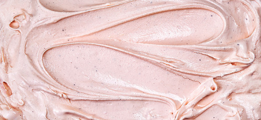 Top view of pink raspberry ice cream surface - obrazy, fototapety, plakaty