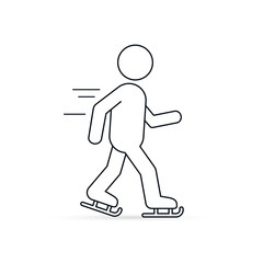 Skater Line Icon, Skating Man Outline Silhouette Icon. Winter Sport Ice Skating Vector Illustration