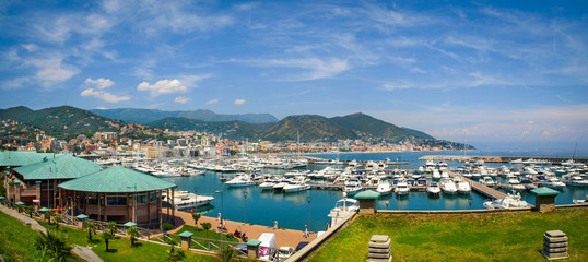 Panoramic view of Varazze Marina in Liguria, Italy